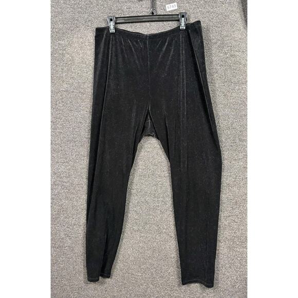 Eileen Fisher Velour Pant Womens Size 1X Black Leggings High Rise Stretch Velvet - Picture 2 of 9
